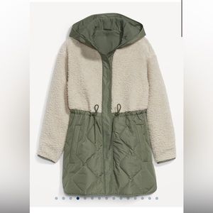 Hooded Sherpa Quilted Hybrid Coat